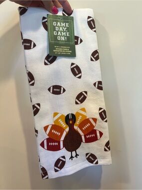 Set of 2 Game Day Football Thanksgiving Turkey Kitchen Towels